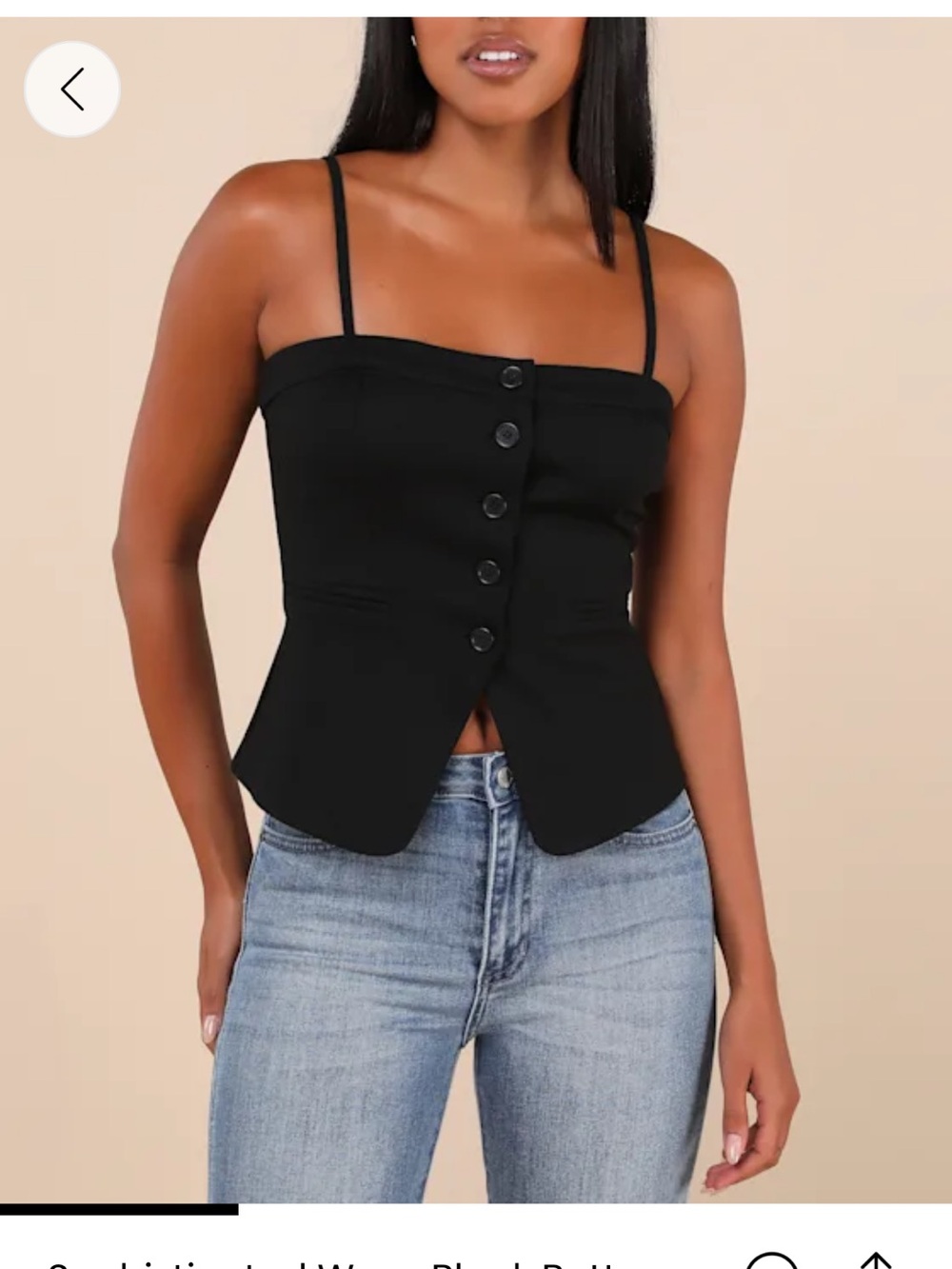 Lulu's Black Button-Front Spaghetti Strap Corset Top